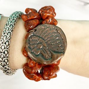 Double Strand Tobacco Red Turquoise, Indian Coin